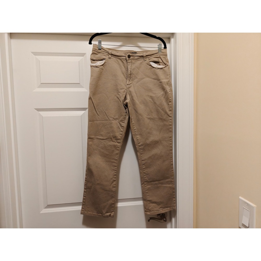 Lee‎ Relaxed Fit Tan Khaki Straight Leg Pants Womens 10 Petite 305182G Stretch